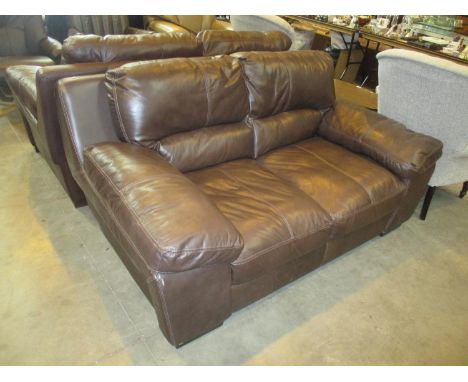Brown Leather 2 Seat Settee