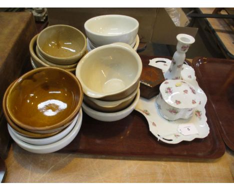 Victorian Porcelain 3 Piece Trinket Set, Pottery Dishes etc