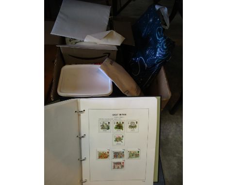 Box with Stamps and Royal Mail Stamp Album