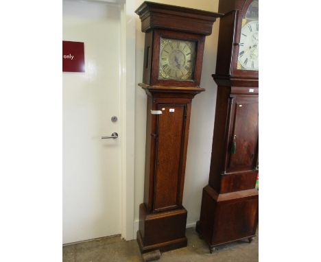 Antique Oak 30 Hour Longcase Clock with Square Brass Dial with Pendulum and Weight