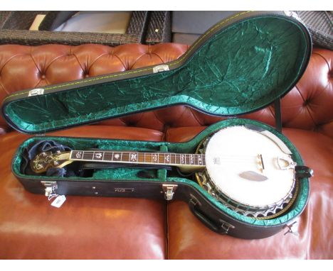 Mother of Pearl Inlaid Banjo with Case