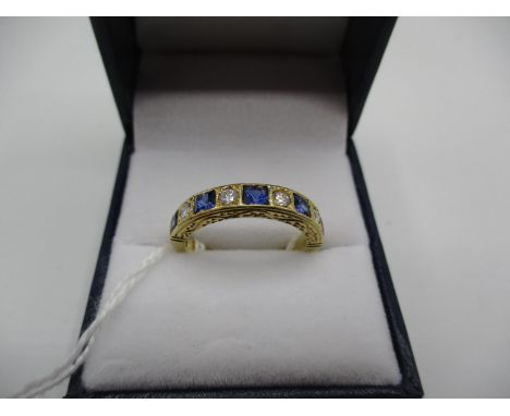 18ct Gold Sapphire and Diamond Art Deco Style Ring