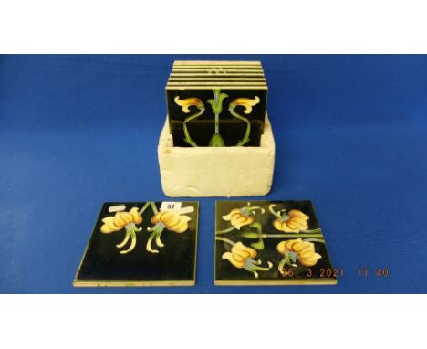 A set of ten, H &amp; R Johnson, Art Nouveau style tiles