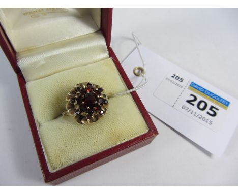 Garnet cluster 9ct gold ring Sheffield 1975