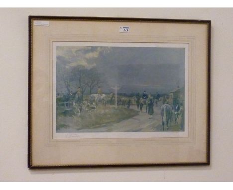 'The Bramham Moor at Bickerton Bar', Lionel Edwards (British 1878-1966) coloured lithograph signed in pencil, published Eyre 