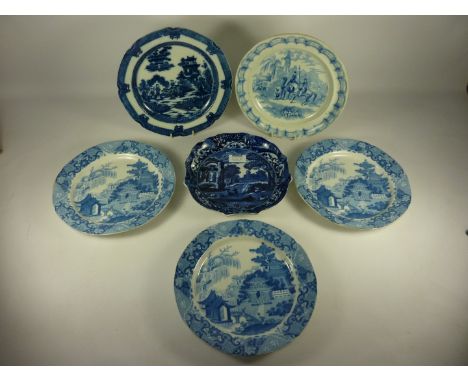 Blue and white china - early 19th century Spode 'Buffalo' pattern plate D25cm, Copeland Spode 'Devonia' plate, Clews 'Don Qui