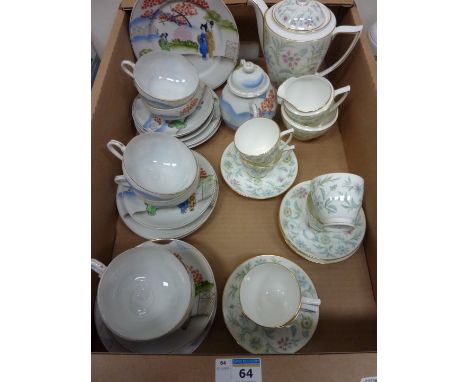 Minton 'Vanessa' coffee service and a Japanese tea service - both six place settings - in one box 