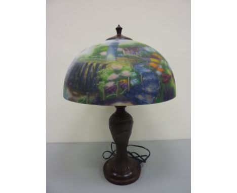 Table lamp with reverse hand painted shade H56cm 