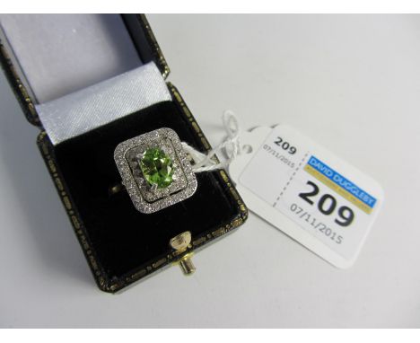 Peridot and cubic zirconia dress ring stamped 925