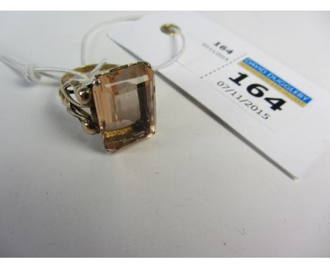 Smokey quartz ring stamped 18K