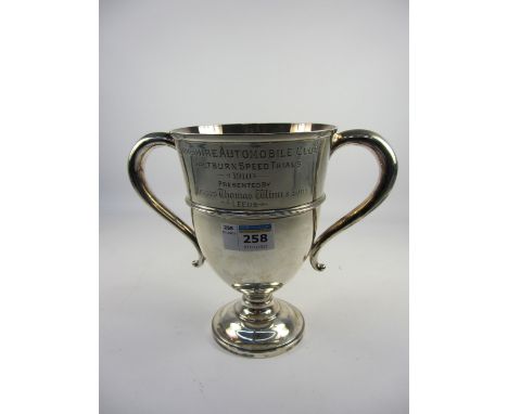 Silver trophy cup 'Yorkshire Automobile Club Saltburn Speed Trials 1910 presented by Messrs Thomas Winn & Sons Leeds' by Atki