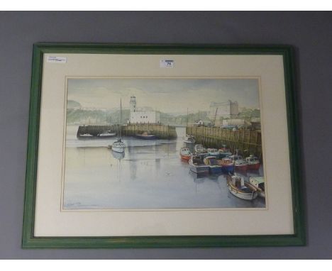 'Scarborough Harbour', watercolour signed and titled by R. Ronald Wilson 36cm x 54cm