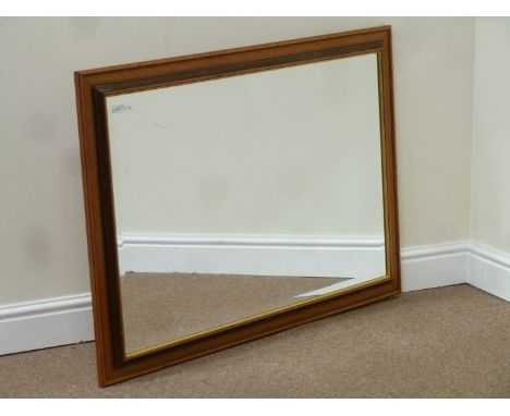 Rectangular bevel edge mirror, 103cm x 74cm and a shaped wall mirror with light