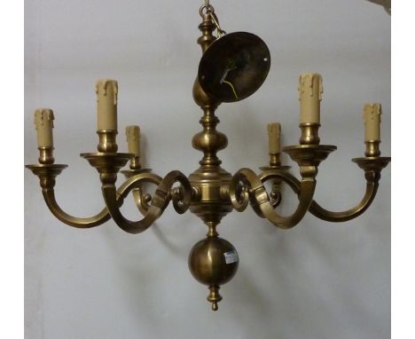 Six branch bronzed centre light fitting H60cm approx.