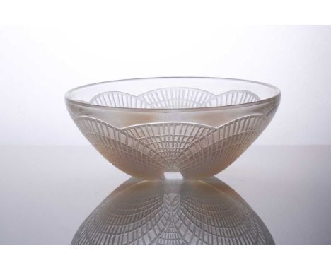 A Lalique 'Coquilles' bowl, early 20th century, designed by René Lalique (1860-1945) and introduced in 1924, the opalescent g