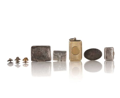 A William IV silver viniagrette in the form of a satchel, Birmingham 1831 by Thomas Smith, together with another similar, sil