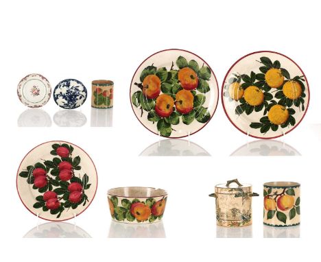 A collection of Wemyss Ware, to include plates (the largest 25 cm diameter), a bowl and jars, together with a 19th century Ad