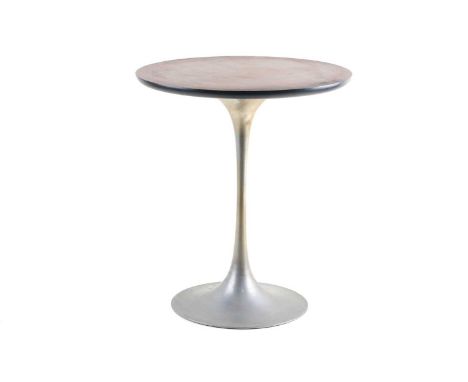 Maurice Burke for Arkana "Tulip" style side table, 1960s/70s , with circular rosewood top over a spreading aluminium pedestal