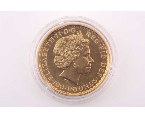 Queen Elizabeth II; a 2012 gold 1oz Britannia, 100 Pounds, struck in .9999 gold, with obverse portrait by Ian Rank-Broadley, 