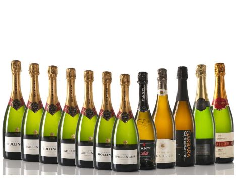 Seven bottles of Bollinger Champagne, together with five further bottles of Champagne and sparkling wine.