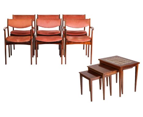 A set of six 1970s rosewood dining chairs, approx. 47 cm wide x 80 cm high, accompanied by CITES Certificate numbered 612363/