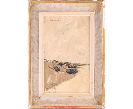 John Bainbridge Copnall (1928-2007) British, abstract landscape, mixed media on panel, signed and dated '58, 34.5 cm x 20.7 c