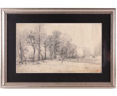 Nicholas-Louis Cabat (1812-1893) French, a preparatory pencil sketch on paper, for 'Le Jardin Beaujon [á Paris]', 1832, title