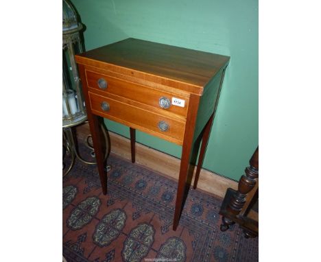 A charming good quality cabinet maker made Side Table standing on tapering square legs and having a pair of drawers with drop