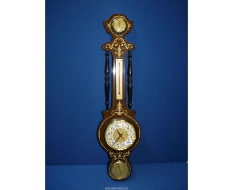 A banjo Barometer/thermometer, hygrometer and clock.