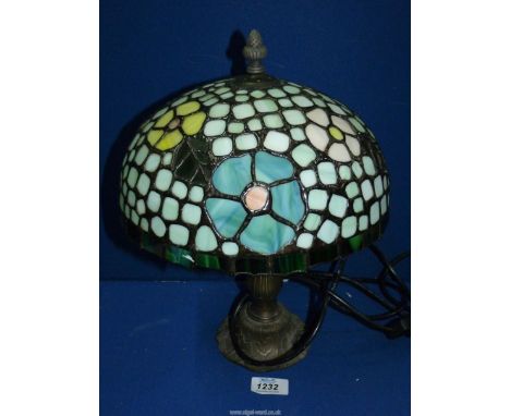 A Tiffany style lamp with multi colour floral shade, 13" tall.