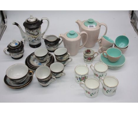 Part coffee sets to include Aynsley coffee cans, Poole Pottery and a Japanese set, etc.