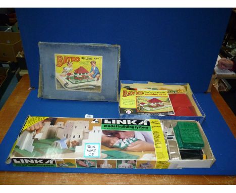 A Bayko building set and a Linka model building kit.