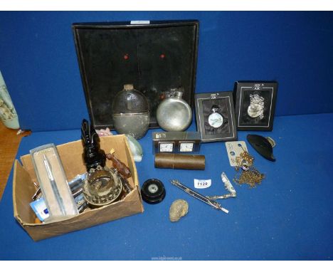 A quantity of miscellanea to include; two boxed ''Atlas Collections'' pocket watches, a Parker pen, tyre pressure gauge, Link