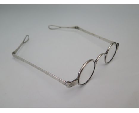 A Pair of Nineteenth Century Silver Framed Spectacles, date letter r, maker IS 