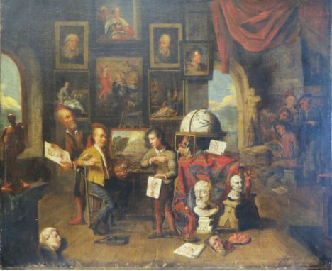 The School of Art, oil on canvas, 18th Century Dutch School, 84 x 70cm