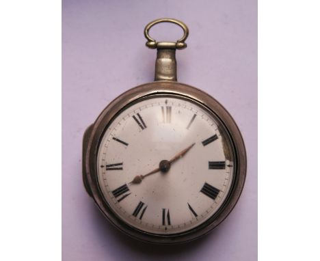 A George III Silver Pair Cased Pocket Watch by E. Fenwick of Windsor, the chain driven fusee movement numbered 1817, London 1