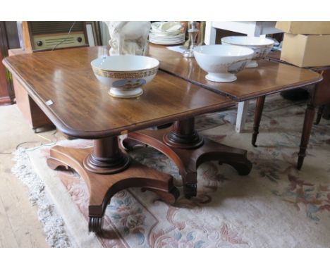 A Nineteenth Century Mahogany Twin Pedestal Dining Table, 136(l) x 138(w) cm 