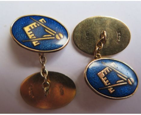 A Pair of 9ct Gold and Enamel Masoic Cufflinks 