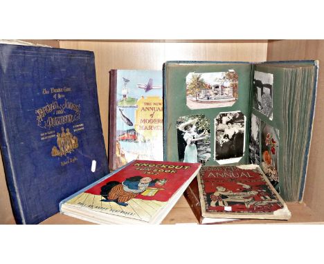 Postcard album, 1952 Knockout Fun Books, 1931 Bobby Bears Annual and 3 other books