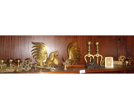 Assortment of brassware (one shelf)