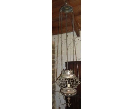 Vintage metal rise and fall vestibule lamp