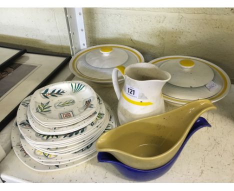 The residue of a Midwinter china Stylecraft dinner service decorated with stylised leaves together with other Midwinter china