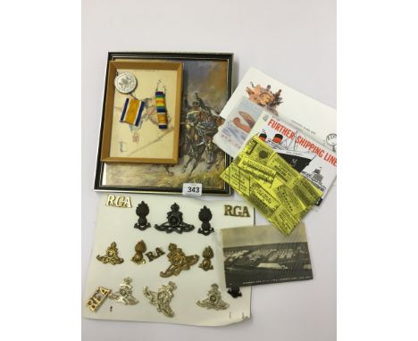 A small quantity of various collectables including Army cap badges and other items.