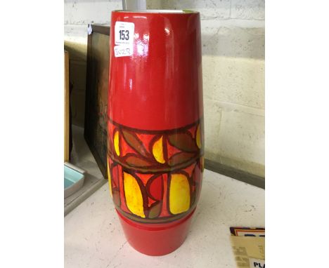 A Poole Pottery Delphis vase, shape 85, decorated in an abstract pattern on red ground by Gillian Taylor (minor hairline)(16.