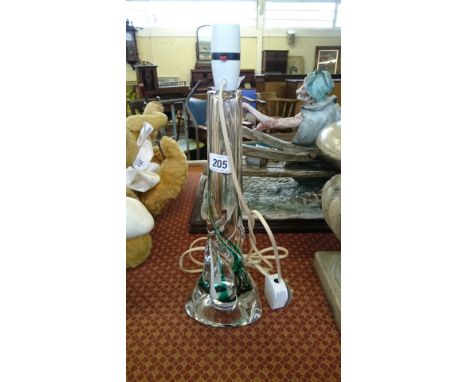 A mid 20th century Art Glass lamp base (leaping fish mark to base).
