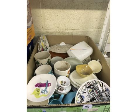 A box containing a selection of various Midwinter 1950's/60's china items.