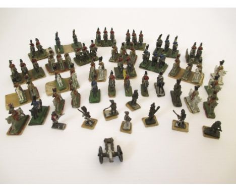 QUANTITY OF 15MM SCALE NAPOLEONIC CAVALRY 50 plus painted white metal cavalry, together with a cannon and a few infantry.