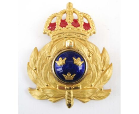SWEDEN - ARMY OFFICER'S HELMET PLATE BADGE Swedish Army Officer's helmet plate badge. Approx 5 inches tall.