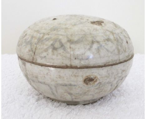 HOI AN SHIPWRECK CERAMIC LIDDED POT 15th Century Vietnamese Small lidded bowl, With much of its enameling intact. Minor hairl