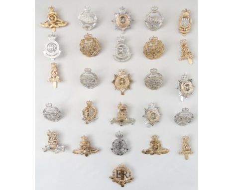 26 BRITISH ARMY STAYBRITE CAP BADGES Anodised cap badges. Corps including Pioneer, Tank, Pay, Transport, Artillery etc